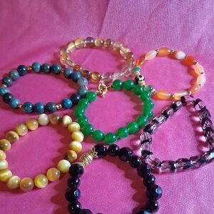 7 Gemstone 1 Glass Bracelet